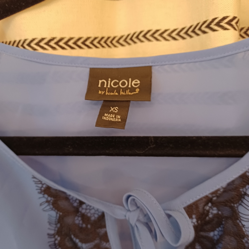 Nicole Miller, top, XS, purple and black